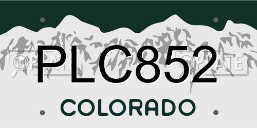 PLC852 Colorado License Plate