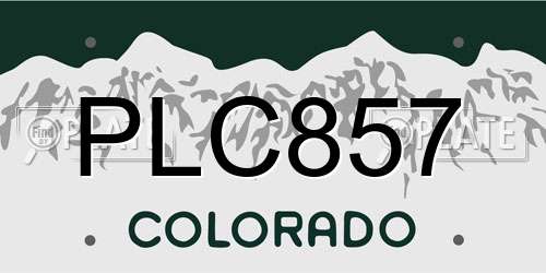 PLC857 Colorado License Plate