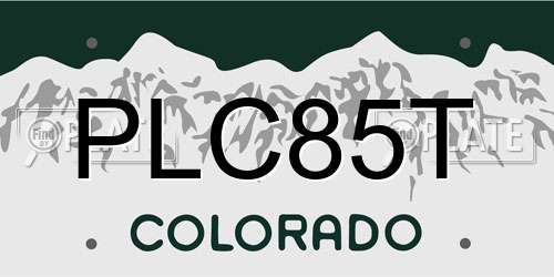 PLC85T Colorado License Plate