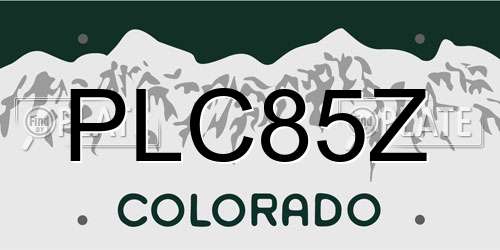 PLC85Z Colorado License Plate