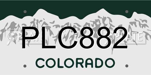 PLC882 Colorado License Plate