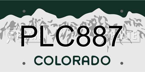 PLC887 Colorado License Plate