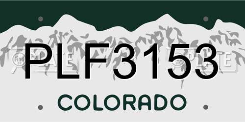 PLF3153 Colorado License Plate