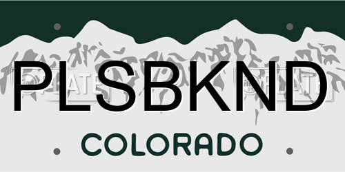 PLSBKND Colorado License Plate