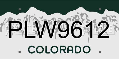 PLW9612 Colorado License Plate