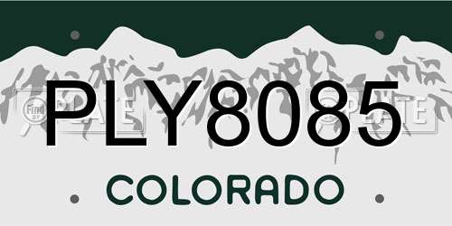 PLY8085 Colorado License Plate