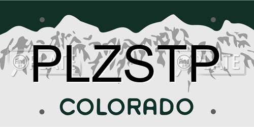 PLZSTP Colorado License Plate
