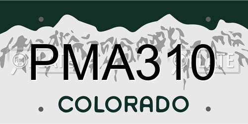 PMA310 Colorado License Plate