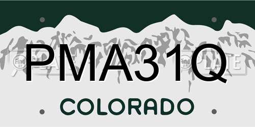 PMA31Q Colorado License Plate