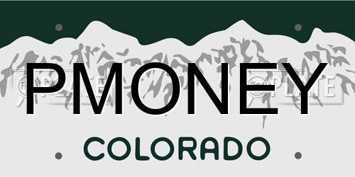 PMONEY Colorado License Plate