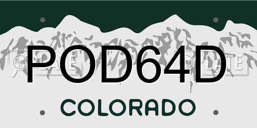 POD64D Colorado License Plate