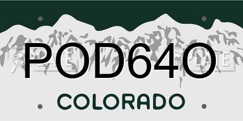 POD64O Colorado License Plate