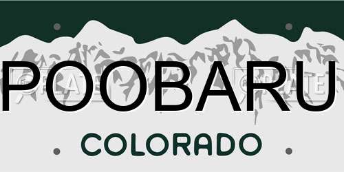 POOBARU Colorado License Plate