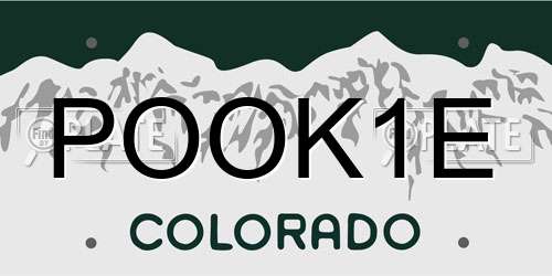 POOK1E Colorado License Plate