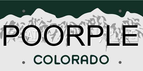 POORPLE Colorado License Plate