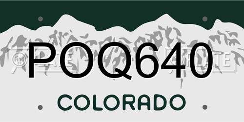 POQ640 Colorado License Plate