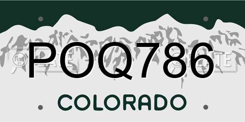 POQ786 Colorado License Plate