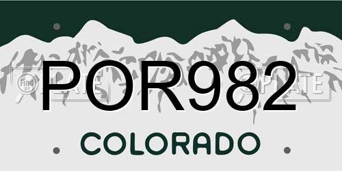 POR982 Colorado License Plate
