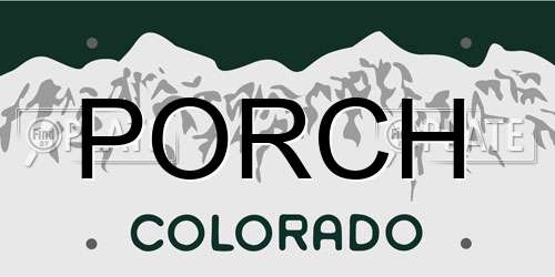 PORCH Colorado License Plate