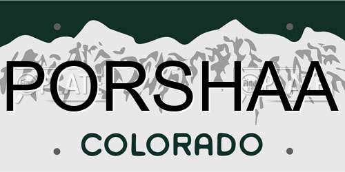 PORSHAA Colorado License Plate