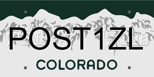 POST1ZL Colorado License Plate