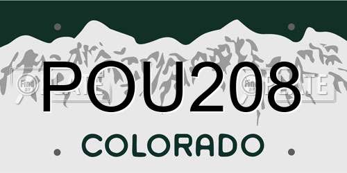 POU208 Colorado License Plate