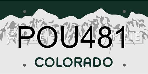 POU481 Colorado License Plate