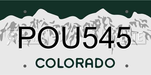 POU545 Colorado License Plate
