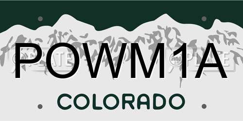 POWM1A Colorado License Plate
