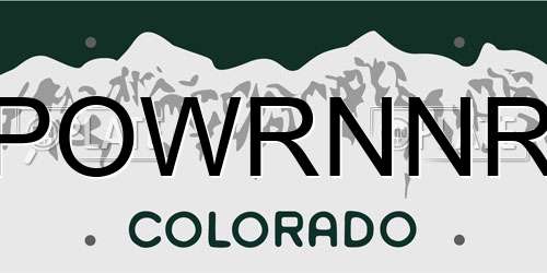 POWRNNR Colorado License Plate