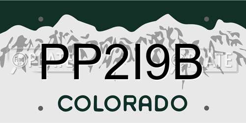 PP2I9B Colorado License Plate