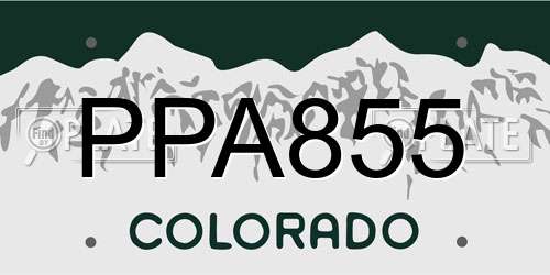 PPA855 Colorado License Plate