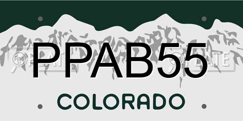 PPAB55 Colorado License Plate
