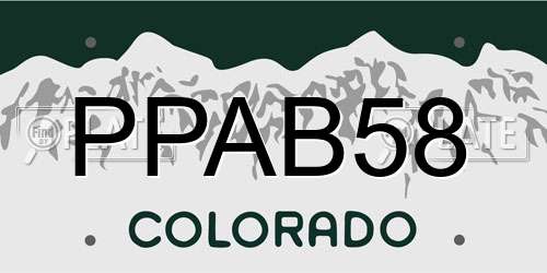 PPAB58 Colorado License Plate