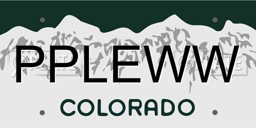 PPLEWW Colorado License Plate