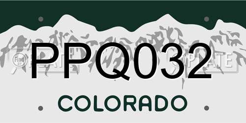 PPQ032 Colorado License Plate