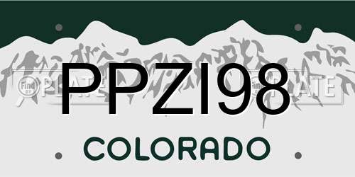 PPZI98 Colorado License Plate