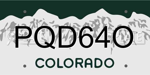 PQD64O Colorado License Plate