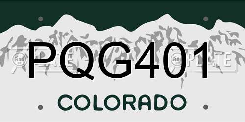 PQG401 Colorado License Plate