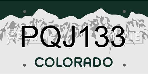 PQJ133 Colorado License Plate