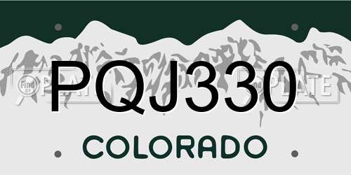 PQJ330 Colorado License Plate