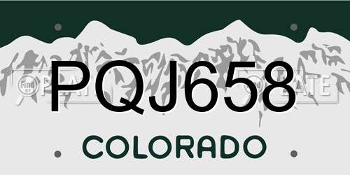 PQJ658 Colorado License Plate