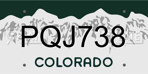 PQJ738 Colorado License Plate