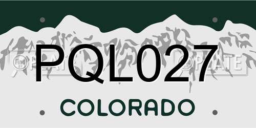 PQL027 Colorado License Plate
