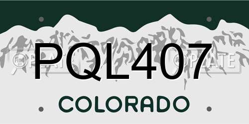 PQL407 Colorado License Plate