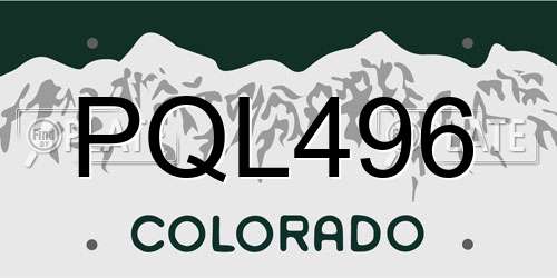 PQL496 Colorado License Plate