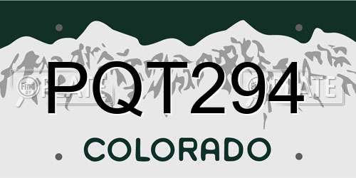 PQT294 Colorado License Plate