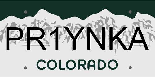 PR1YNKA Colorado License Plate