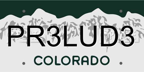PR3LUD3 Colorado License Plate