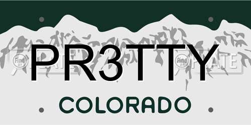 PR3TTY Colorado License Plate